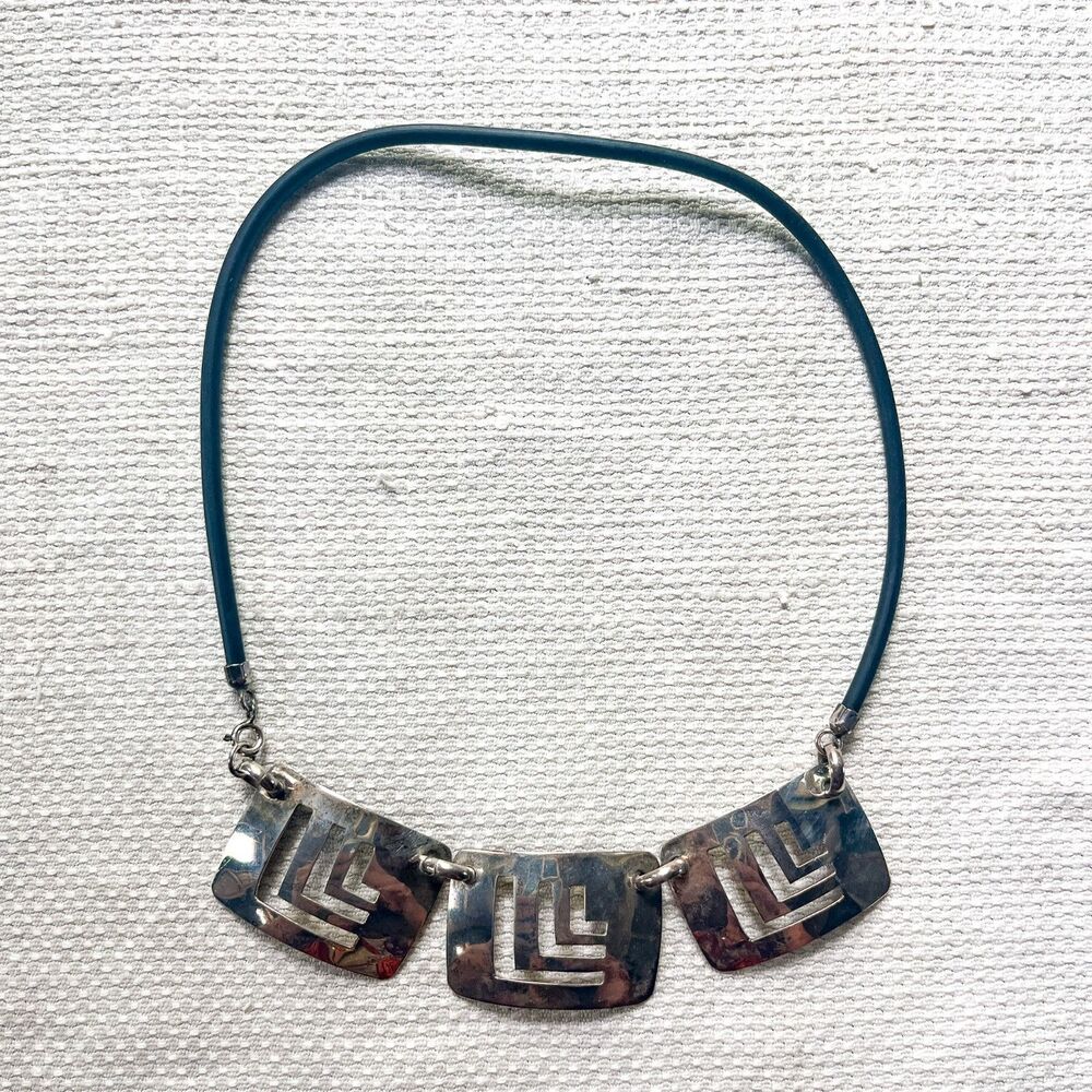 Vintage 1960s Scandinavian Modern MCM Handmade Sterling Silver 925 Necklace